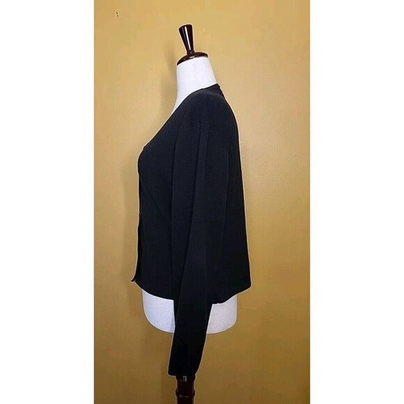 Bice Womens Black Cardigan V Neck Sweater Large Ramie Cotton - Picture 5 of 12